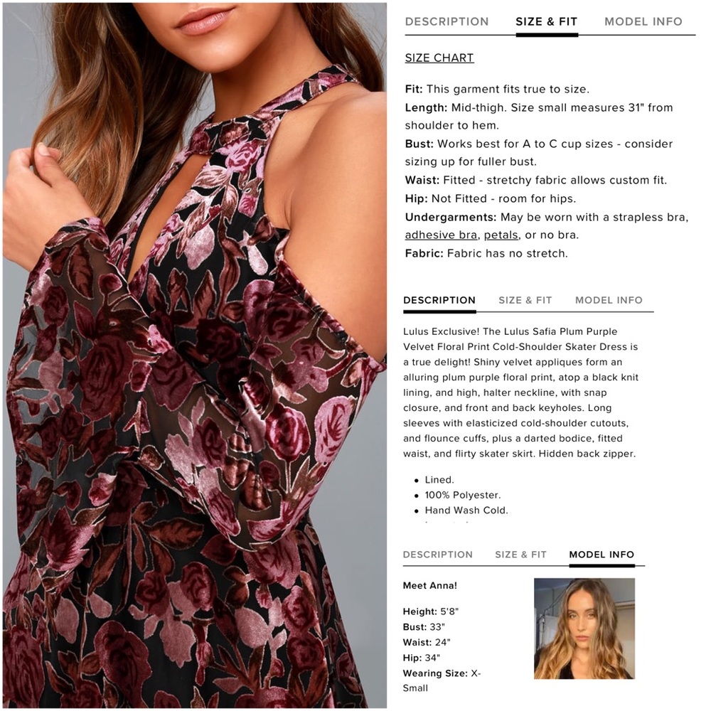NWT Lulu’s Velvet Cold Shoulder Dress - Picture 4 of 10